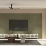 Light neutrals with blue details — living room design, view 3