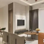 Terracotta seating and a circular feature — living room design, view 3