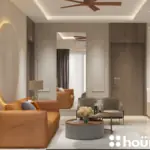 Terracotta seating and a circular feature — living room design, view 4