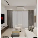 Light seating and a floral feature wall — living room design, view 4