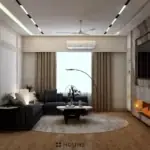 Grey and white decorative panels — living room design, view 2