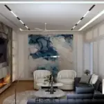 Grey and white decorative panels — living room design, view 4
