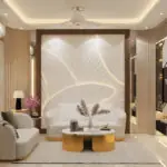 Warm cream statement wall — living room design, view 2