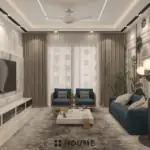 Cream television wall — living room design, view 2