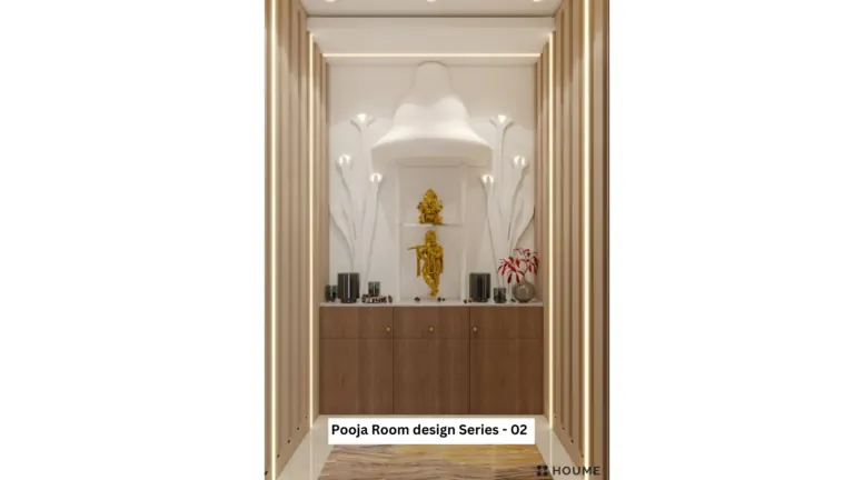 Light sculpted backdrop above wood-toned storage — view 1