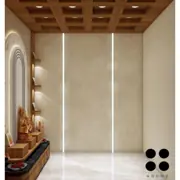 Wood-framed mandir with an illuminated layered arch — view 2